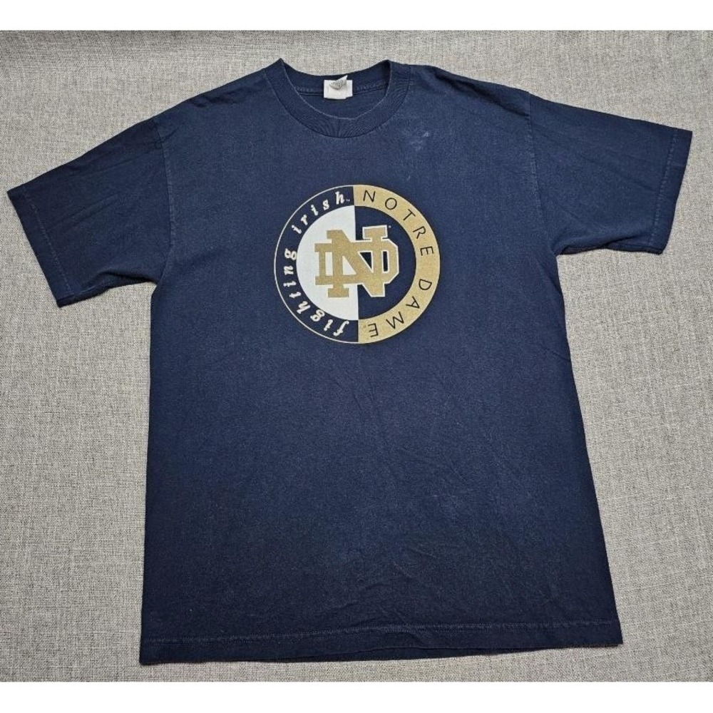 VINTAGE Notre Dame Fighting Irish Shirt Mens Large Blue Football Team Edition